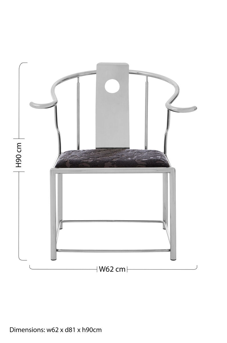 Yasmin Black Velvet Chair with Stainless Steel Frame