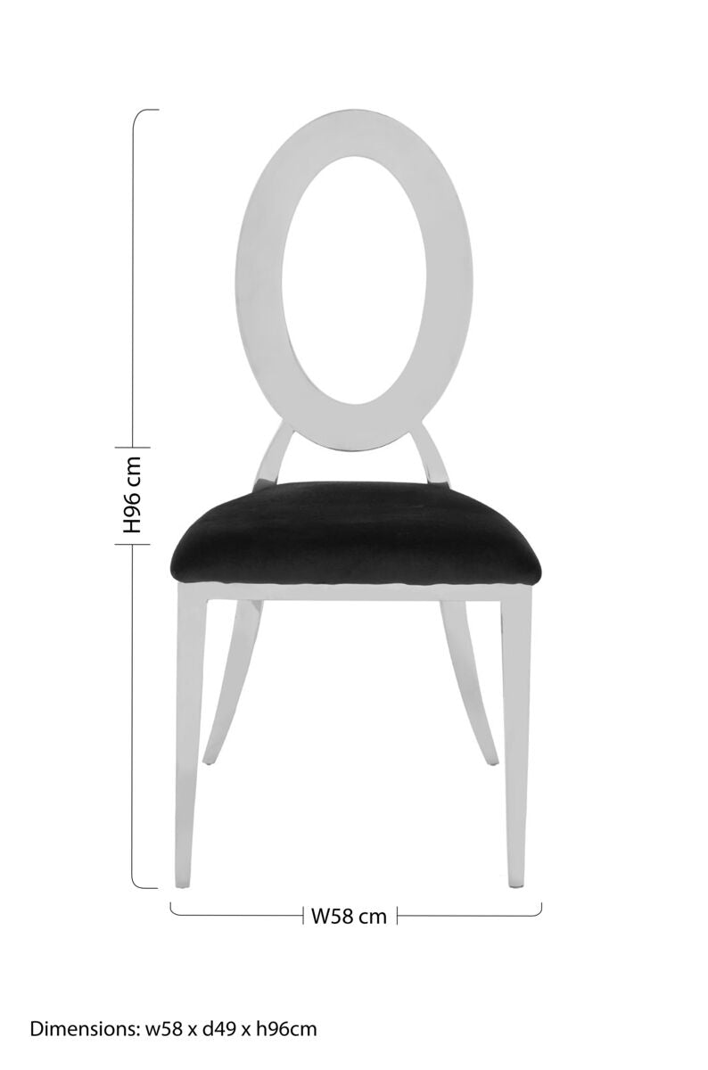 Oval Back Black Velvet Dining Chair | Yasmin