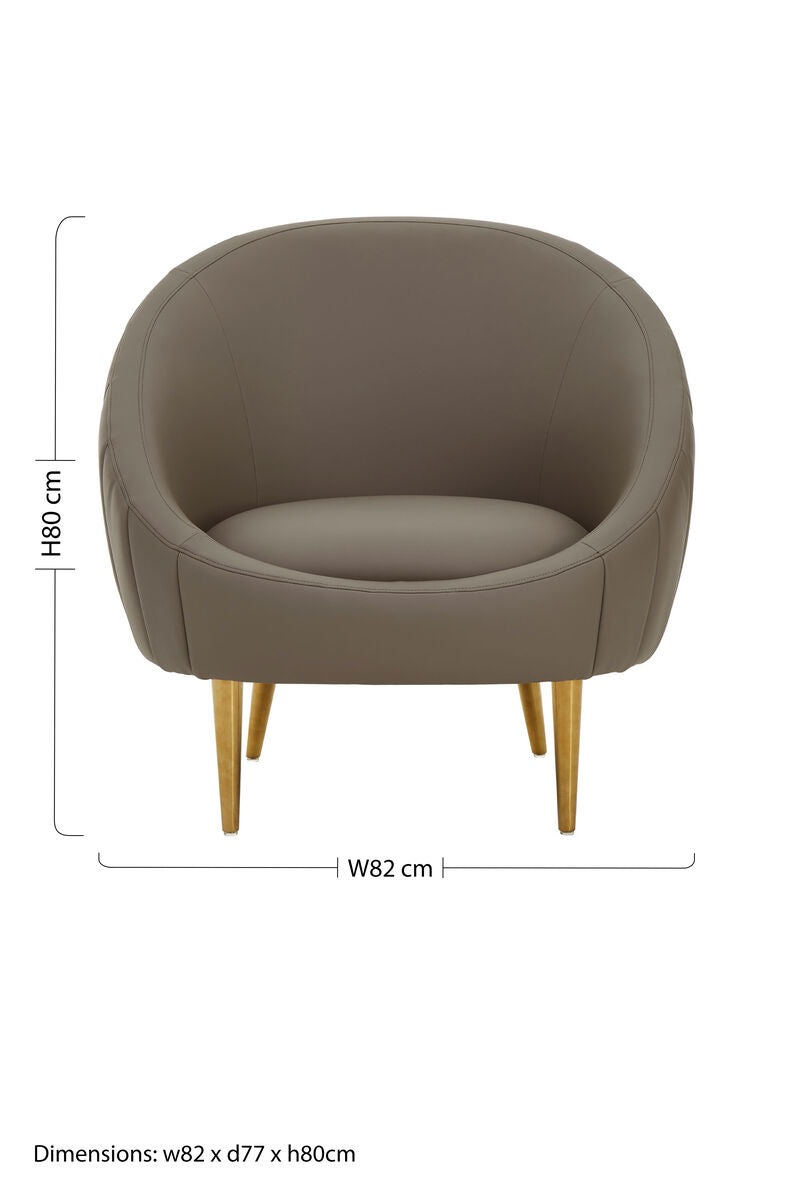 Lagero Brown Leather Effect Cocoon Chair with Channel Tufting