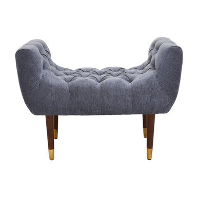 Shay Grey Chenille Stool with Button Tufting
