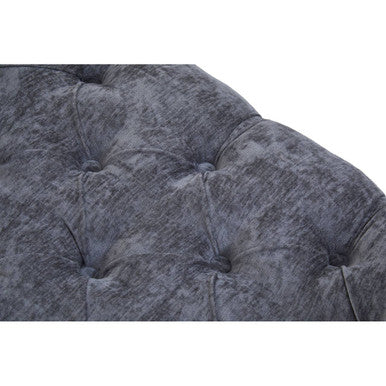 Shay Grey Chenille Stool with Button Tufting