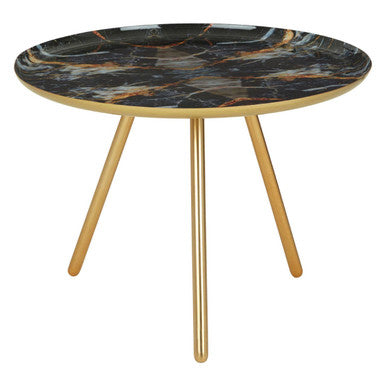 Assorted Faux Marble Top Side Table with Gold Finish Iron Legs | Marlox