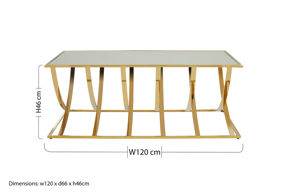Gold Coffee Table with Mirrored Top | Reena
