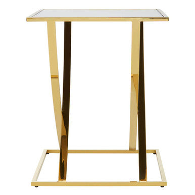 Gold Square Side Table with Stainless Steel Frame | Reena