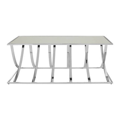 Silver Rectangular Coffee Table with Mirrored Top | Reena