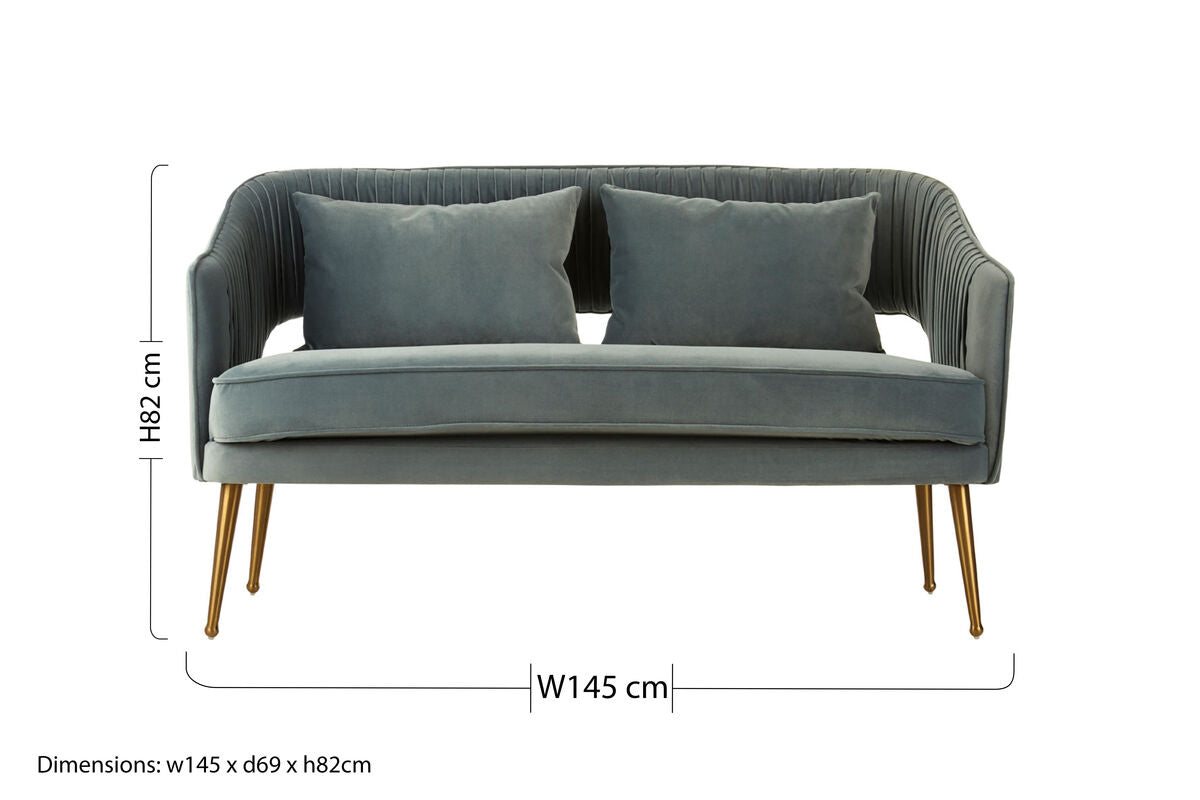 Hendricks 2 Seater Dusky Blue Velvet Sofa