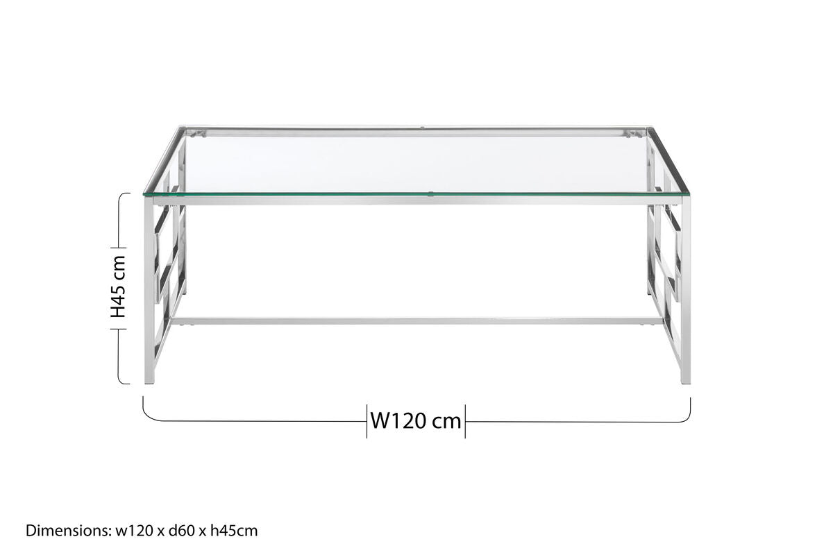 Allure Clear Glass Silver Base Coffee Table