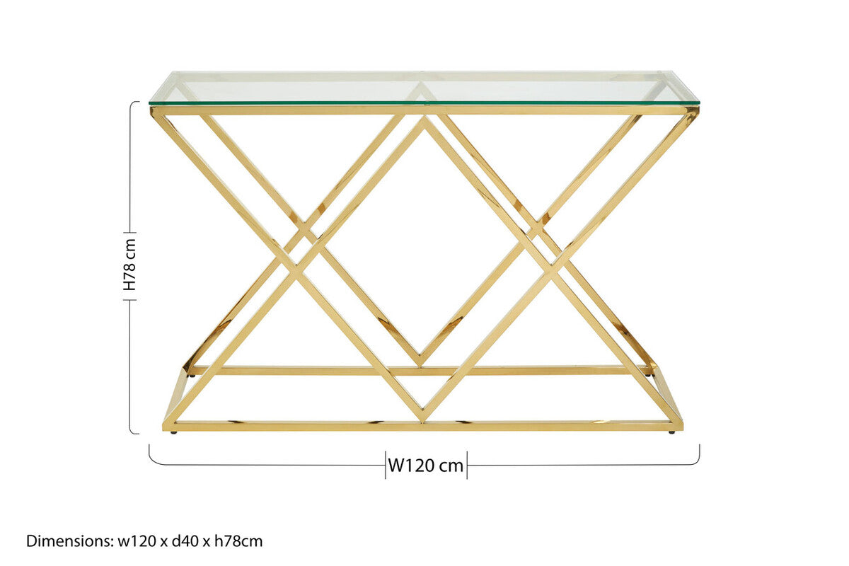 Allure Gold Finish Console Table