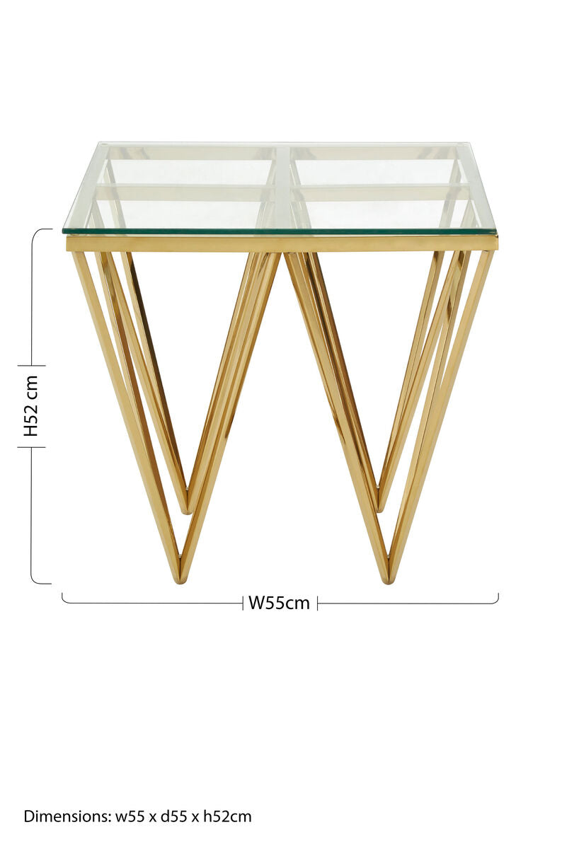 Allure Gold Finish Spike Legs End Table