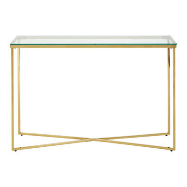 Cross Design Console Table with Clear Tempered Glass Top | Allure