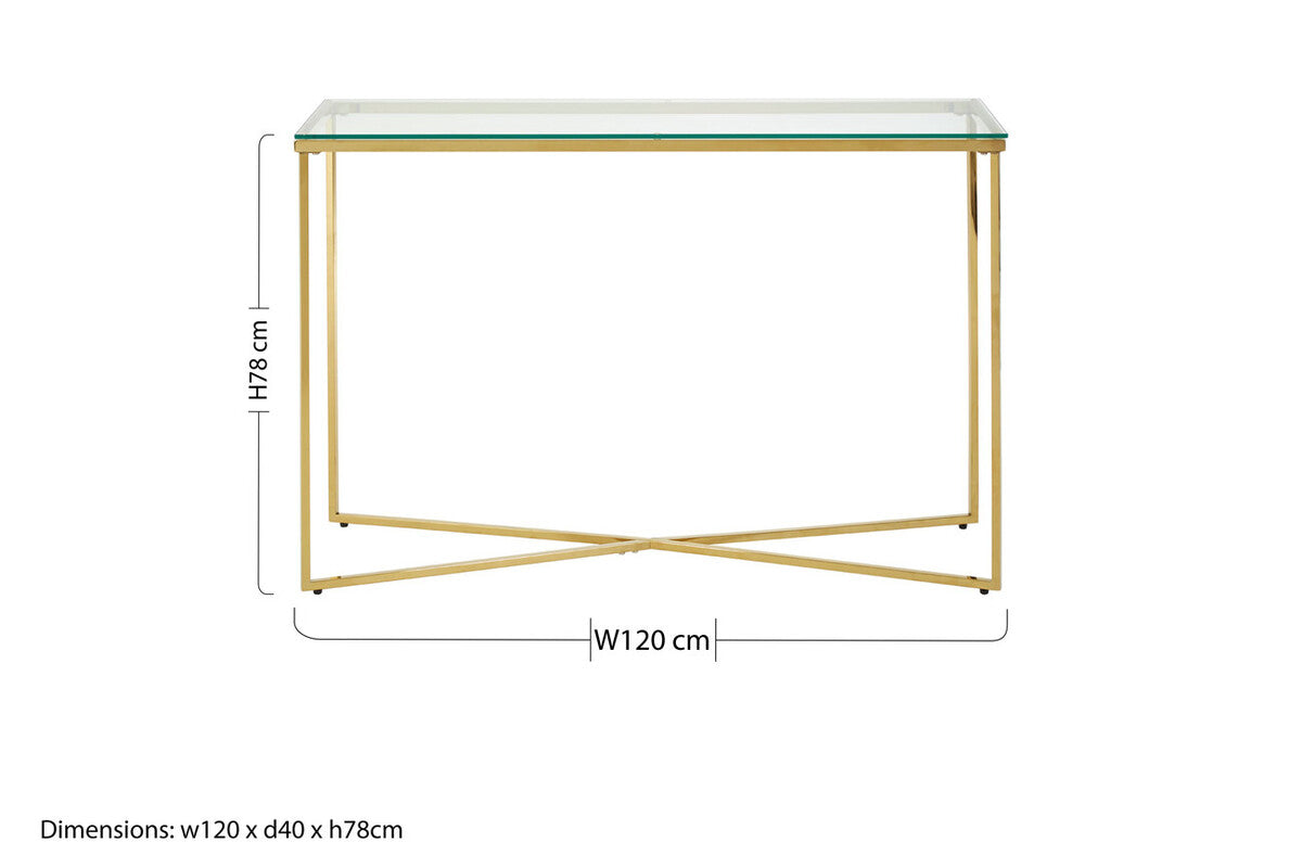 Cross Design Console Table with Clear Tempered Glass Top | Allure