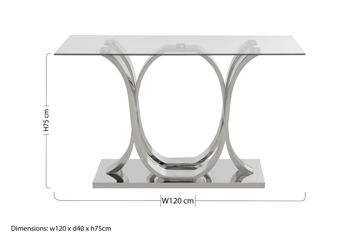 Allure Chrome Curved Base Console Table
