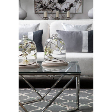 Silver Twist Design Large Coffee Table with Tempered Glass Top | Allure
