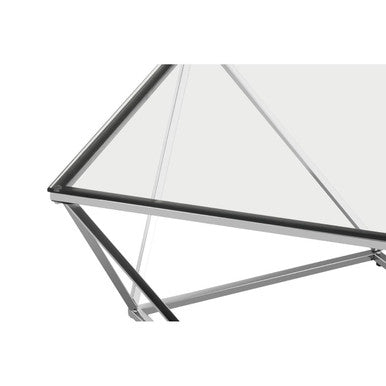 Silver Twist Design Large Coffee Table with Tempered Glass Top | Allure