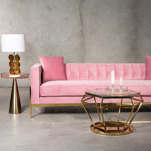 Allure Large Gold Finish Diamond End Table