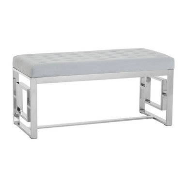 Allure Powder Blue Velvet Bench with Silver Stainless Steel Frame