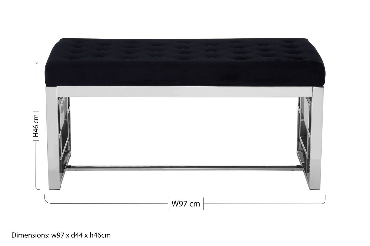 Allure Black Tufted Bench