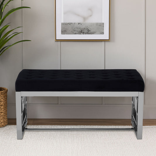 Allure Black Tufted Bench