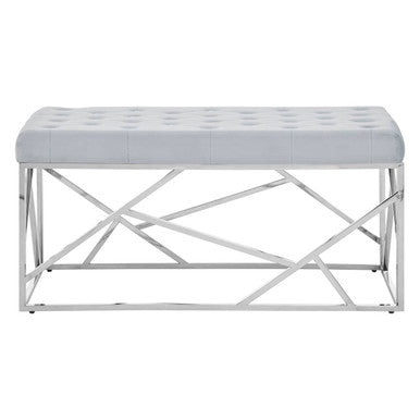 Allure Powder Blue Velvet Bench with Geometric Frame