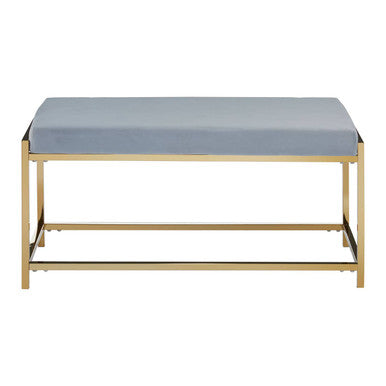 Allure Gold and Powder Blue Velvet Bench with Cushion