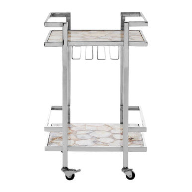 Vita White Agate Drinks Trolley