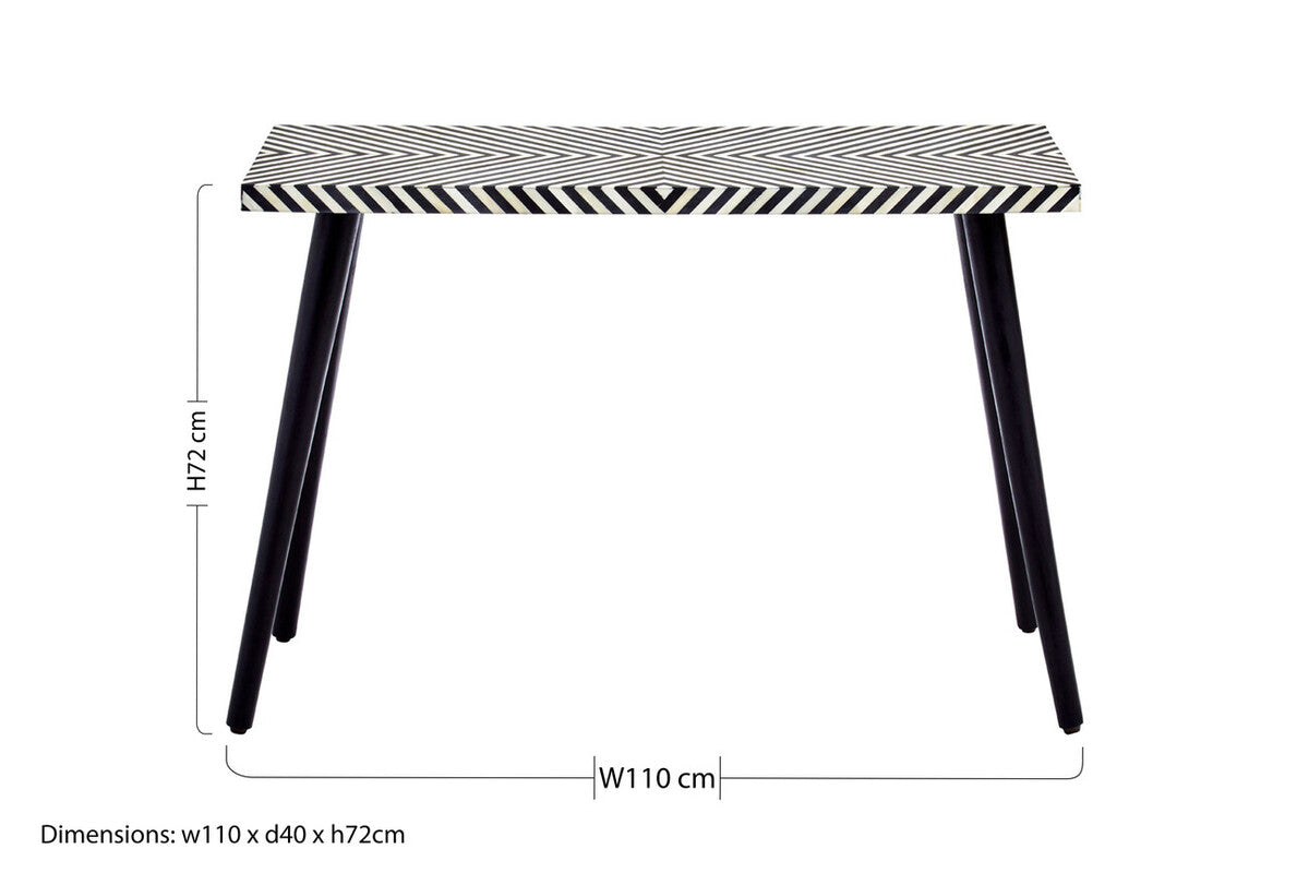 Boho Black and White Wooden Console Table