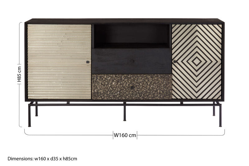 Patterned 2 Door Sideboard with Drawers | Boho
