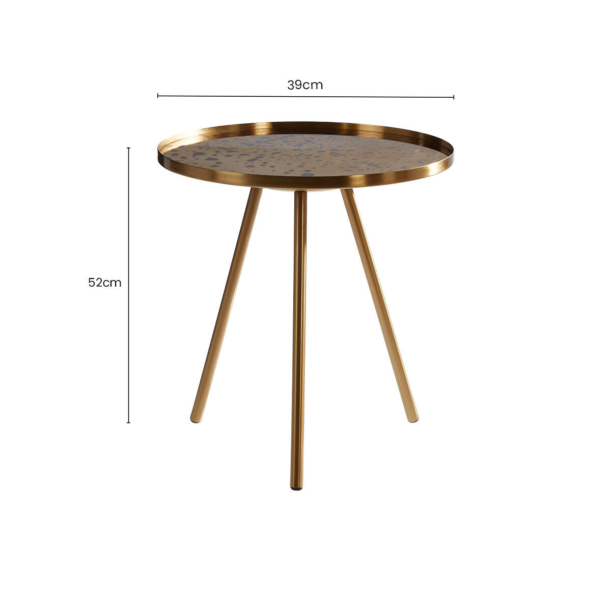 Gold Finish Round Glass Top Side Table with Splayed Metallic Legs | Corra