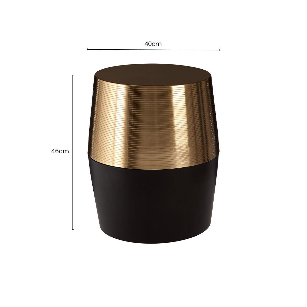 Black and Gold Copper Metallic Drum Side Table with Engraved Design | Margot