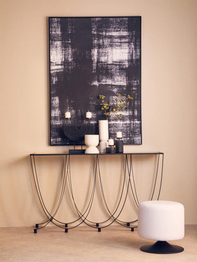 Trento Console Table With Black Glass Top