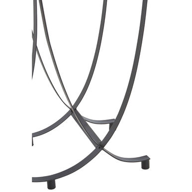 Grey Glass Top Console Table with Black Iron Overlapping Curved Base | Trento