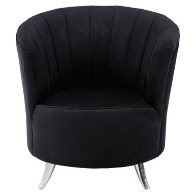 Maci Black Velvet Tub Chair with Channel Tufting