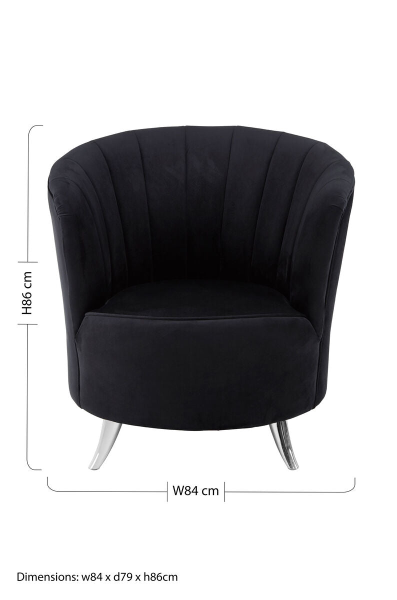 Maci Black Velvet Tub Chair with Channel Tufting