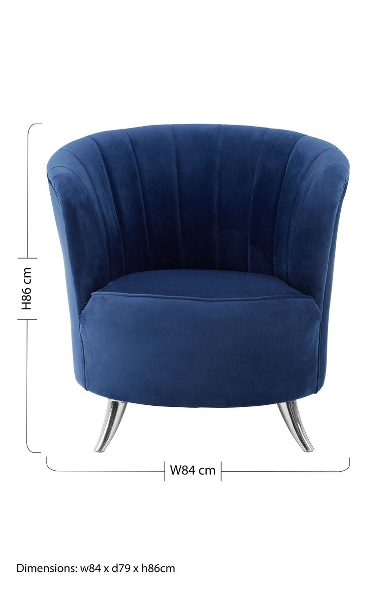 Maci Blue Velvet Tub Chair with Channel Tufting