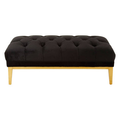 Piermount Black Velvet Bench with Button Tufting