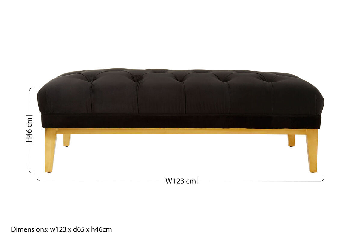 Piermount Black Velvet Bench with Button Tufting