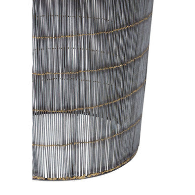 Silver Iron Wire Drum Shaped Side Table with Gold Coloured Lines | Templar