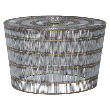 Natural Gold Tone Wireframe Round Coffee Table with Iron Base | Templar
