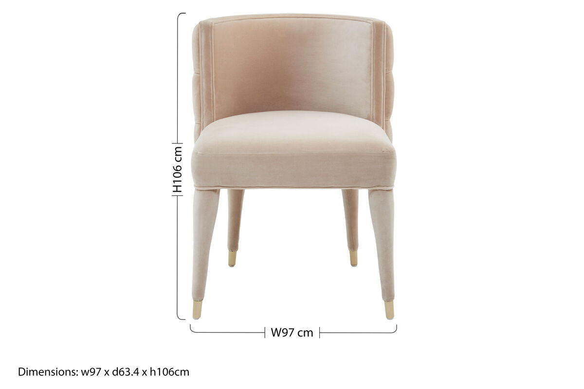 Villi Beige Velvet Tufted Curved Dining Chair