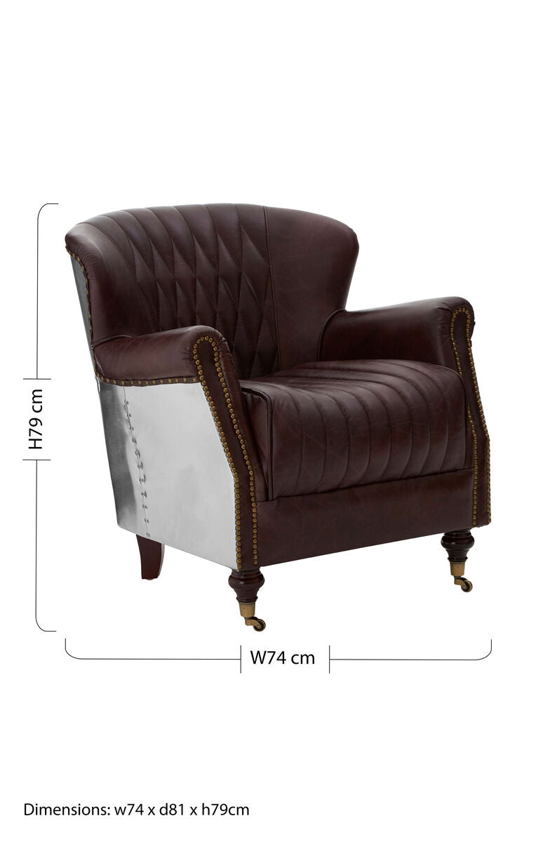 Victor Coffee Leather Armchair