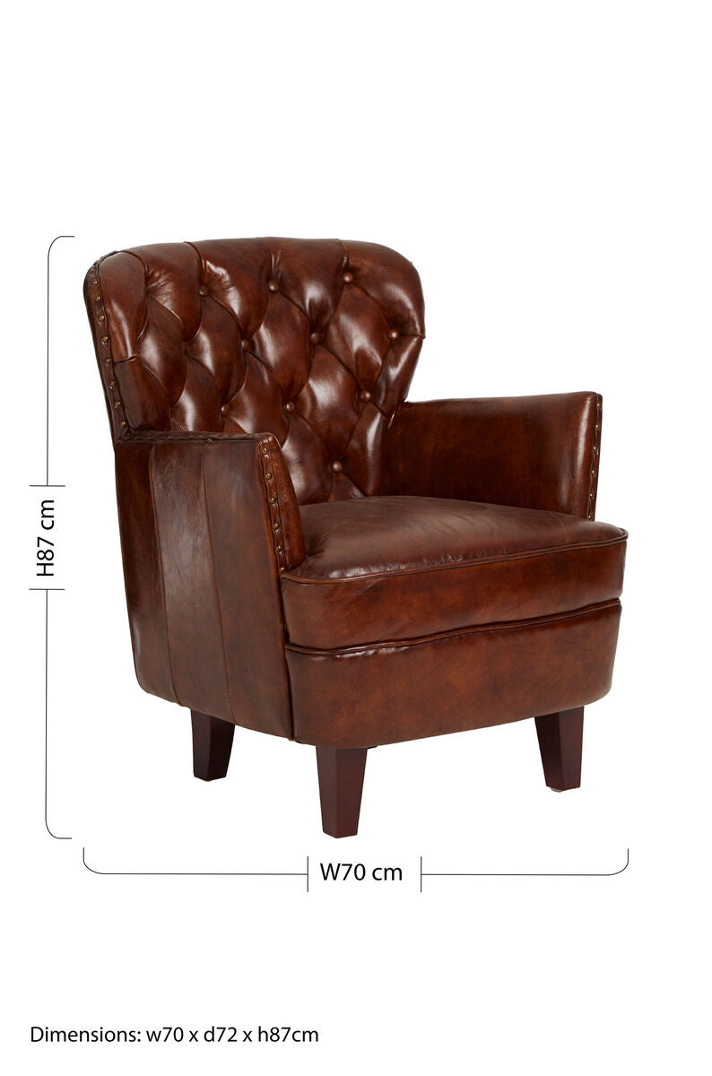 Victor Mocha Brown Button Back Armchair