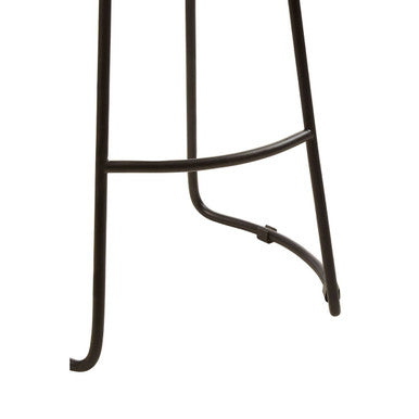 Lyon Oak Wood and Black Metal Bar Stool
