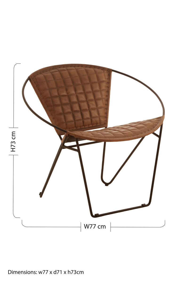 Buffalo Brown Genuine Leather Sling Chair with Iron Frame