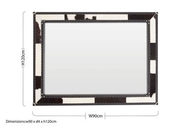 Black and White Genuine Cowhide Wall Mirror | Kensington Townhouse