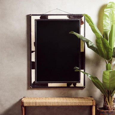 Kensington Townhouse Black And White Genuine Cowhide Wall Mirror
