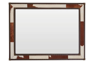 Brown and White Genuine Cowhide Wall Mirror | Kensington Townhouse
