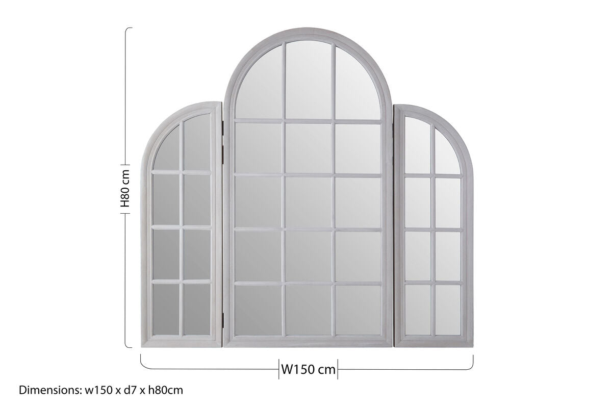 Fret Flat Wood Grey Finish Mirror