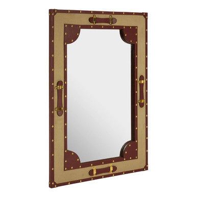 Canvas and Leather Trim Wall Mirror | Columbus