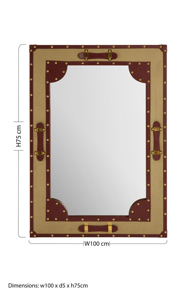 Canvas and Leather Trim Wall Mirror | Columbus