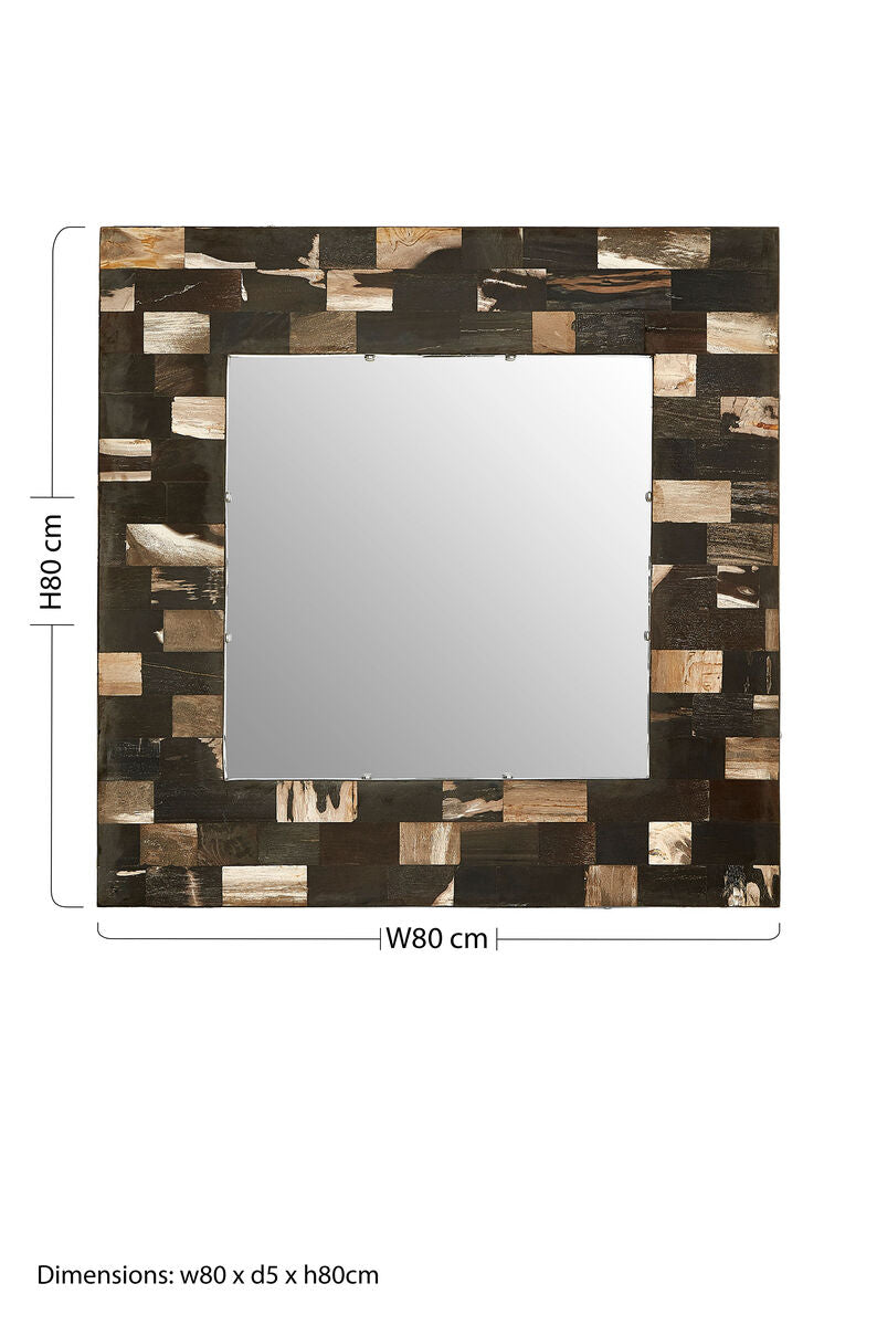 Square Petrified Wood Wall Mirror | Relic